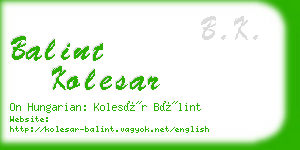 balint kolesar business card